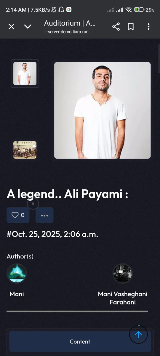 Auditorium First Post - اولین پست سایت